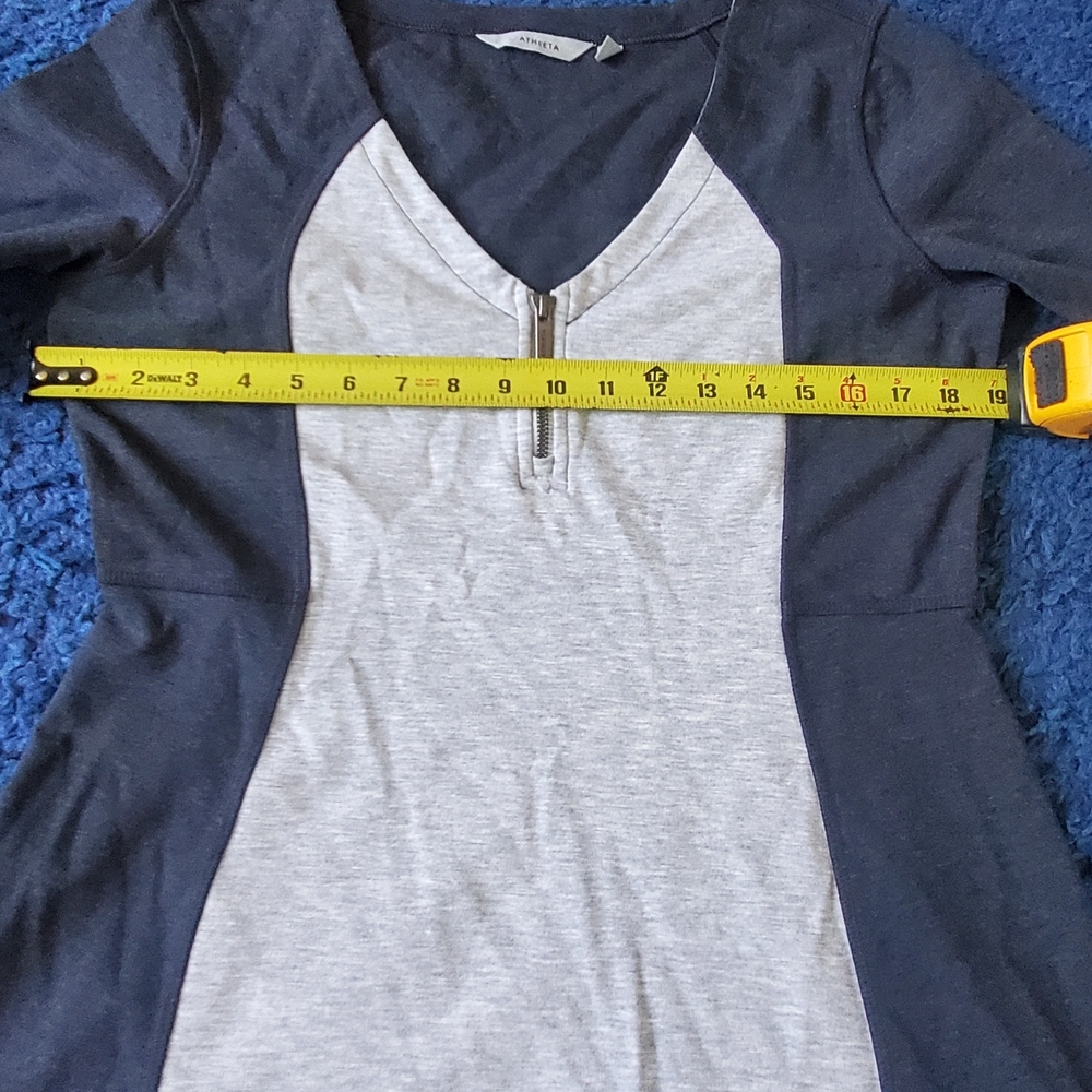 Athleta Two-Tone Quarter Zip A-Line Mini Dress Long Sleeve Gray & Black Size MP - Picture 5 of 9